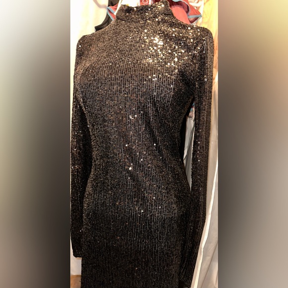 Abercrombie & Fitch Long Sleeve Sequin Mockneck Mini - Picture 15 of 16